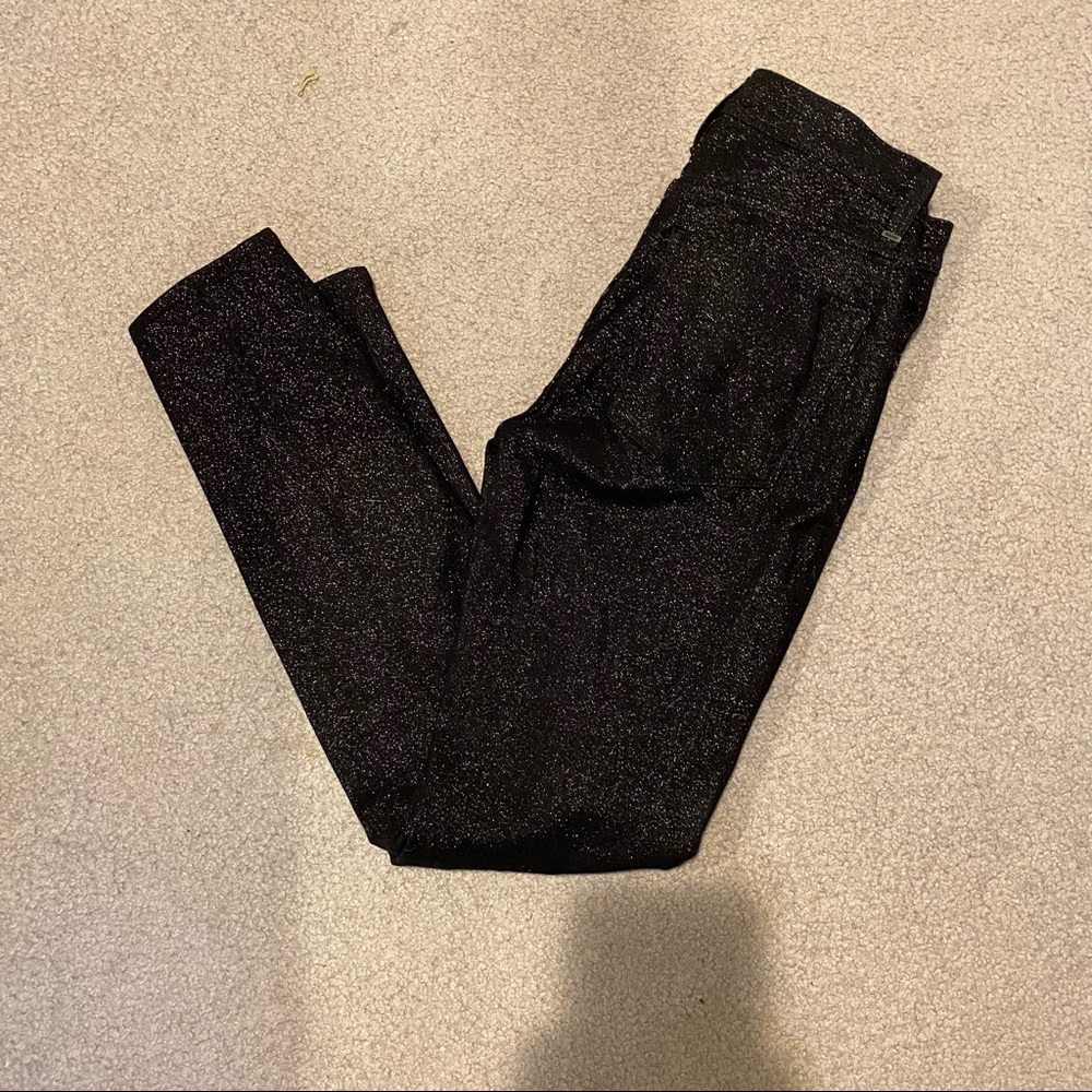 Hudson Black Nico Super Skinny Glitter Jeans size 25